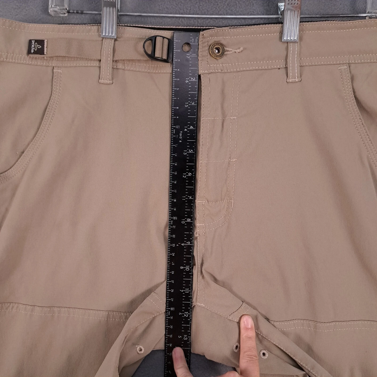 prana belted waist adjustable hiking outdoor pockets shorts