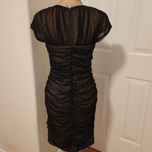 Tadashi Shoji Women's Size M Black & Nude Sleeveless Mesh Sheath Dress - Picture 2 of 6