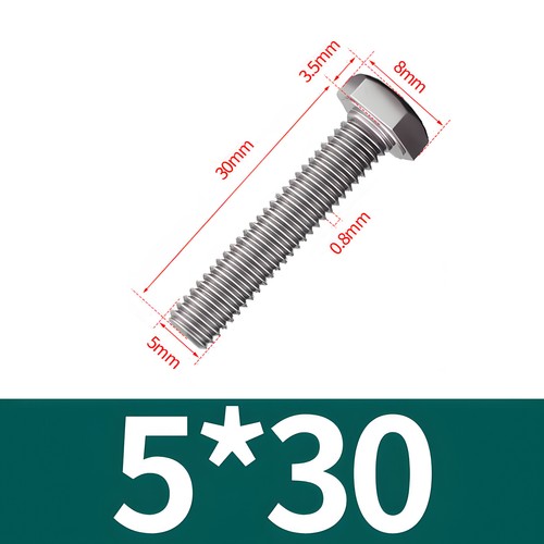 Tornillos hexagonales M5 acero inoxidable DIN 933 A2 V2A máquinas rosca izquierda tornillo - Imagen 10 de 14
