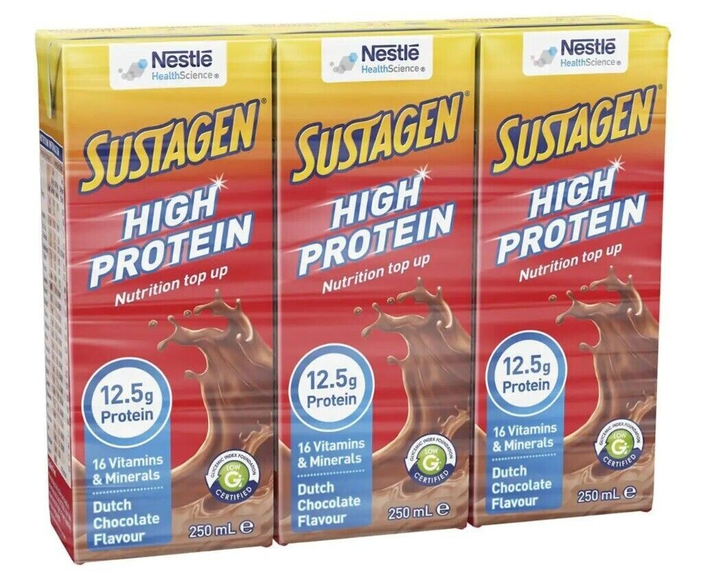 Sustagen High Protein Drink Dutch Chocolate 2 x 3pk 250mL Free & Fast