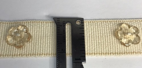 Designer Woven 7/8” Cream Trim With Flower Embellishments By The Yard. - Picture 3 of 4