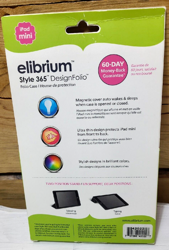 Style 365 Elibrium DesingFolio Gray & Pink Patterned iPad Mini Case NEW - Picture 2 of 3