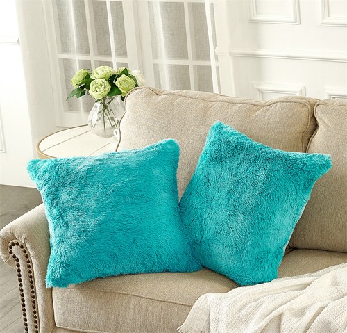 2X Throw Decorative Throw Pillow Covers Luxury Soft Heavy Faux Fur Cushion Cases - Picture 161 of 206
