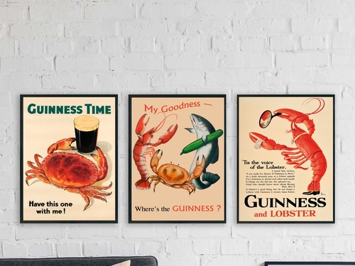 Guinness and lobster vintage posters beer food and drink prints A2 A3 A4 8x10 in - Picture 2 of 6
