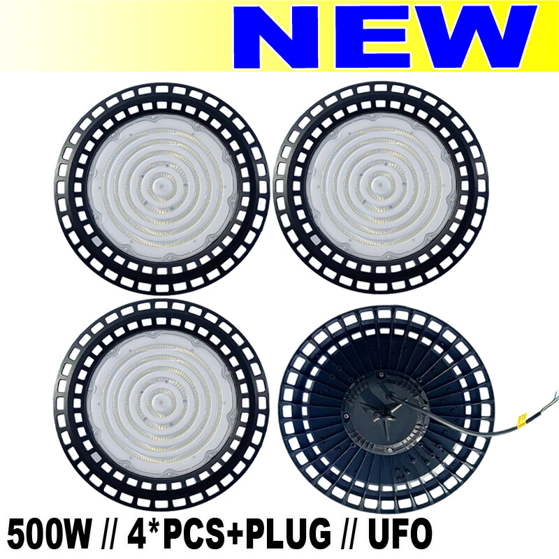 4PACK 500W UFO LED High Bay Light for Factory Warehouse Commercial Lighting