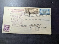 1936 USA LZ 129 Hindenburg Zeppelin Airmail FFC Cover to Budapest Hungary