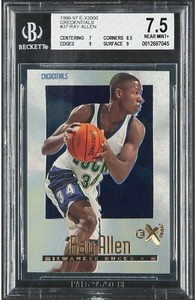 1996-97 SKYBOX E-X2000 CREDENTIALS #37 RAY ALLEN ROOKIE 333 /499 NM+ BGS 7.5