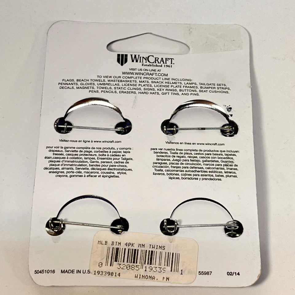 Set of 4 authentic Minnesota Twins Logo NEW safety pin back MLB Licensed 1.5"D - Image 3 of 3