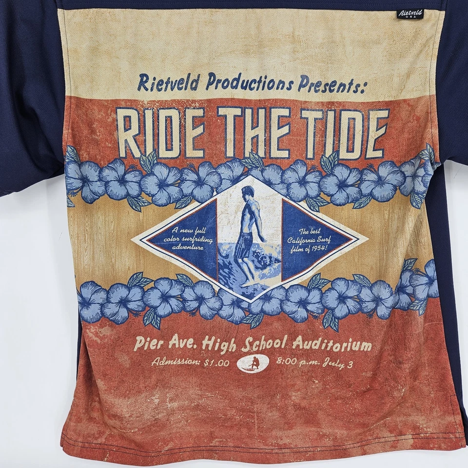 Vintage Rietveld Shirt Mens Medium Blue USA Ride The Tide Lightweight Button Up - Image 4 of 4