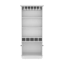Modern Bar Cabinet, 70-Inch Tall with Ample Storage: 10 Glass Doors, 3 Shelves &