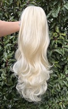 Perücke Blond Hellblond Leicht Gelb Cosplay Party Lang Ohne Pony Wellig Gelockt