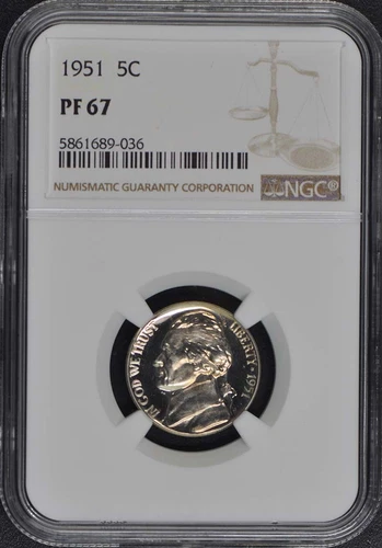 1951 Jefferson Nickel 5C NGC PR67