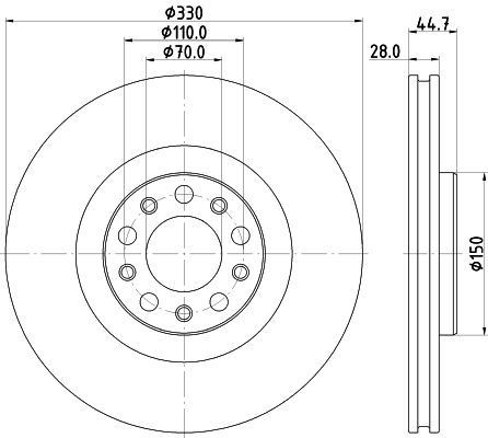 HELLA 8DD 355 134-801 BRAKE DISC Front (SINGLE)