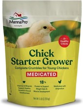 Manna Pro Medicated Chick Starter Grower Feed, Dried High Protein Chicken Food C