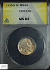 1935 S Buffalo Nickel 5C ANACS MS 64