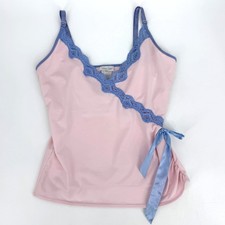 Rene Rofe Pink Lace Trim Babydoll Cami Top Sz M Sleepwear Y2K Coquette