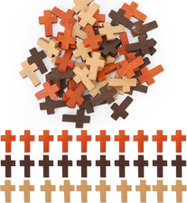 60Pcs Small Wooden Crosses, 3 Colors Pocket Prayer Crosses Pendants for Christia