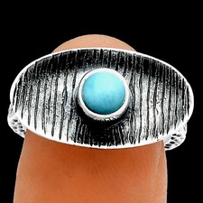 Natural Larimar Dominican Republic 925 Sterling Silver Ring s.6 Jewelry R-1573
