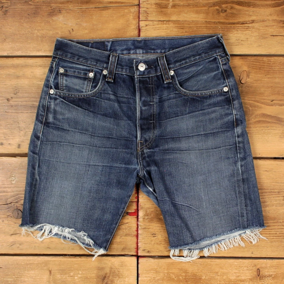 Vintage Levi's Denim Shorts 30 Levis 501 Raw Hem Jorts Medium Wash Bermuda
