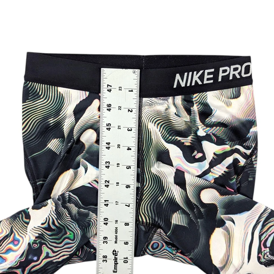 Nike Pro Women's Capri Pants Tight Fit SMALL Black White Grey Coral 889984-740 - Image 3 of 4