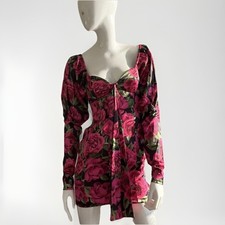 ASOS NWT Womens Pink Multi Floral Long Sleeve Mini Dress wBustier Sz 4P 💕CHIC!