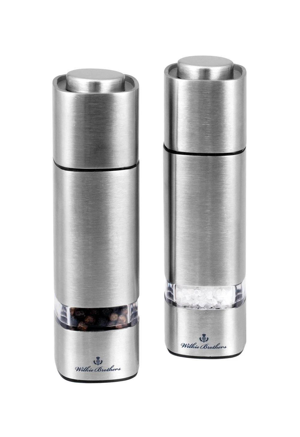Wilkie Brothers Salt and Pepper Mill Set, Stainless Steel Square - 15.5cm