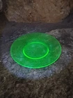 Vintage Uranium Glass Spiral Dinner Plate / Deep / Good Condition