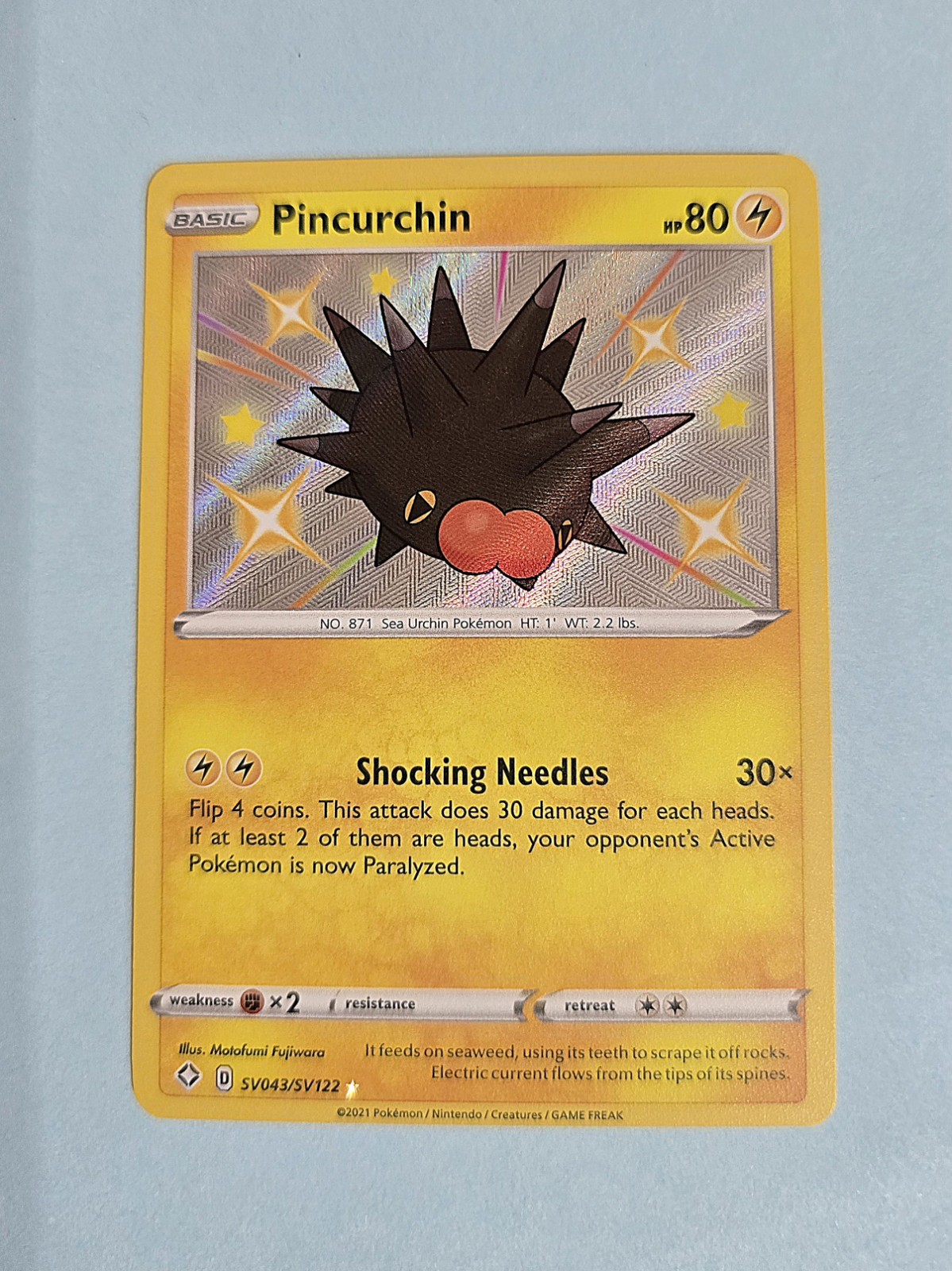 2021 Pincurchin SV043/SV122 - Holo Rare - Shining Fates Shiny Vault NM/MINT