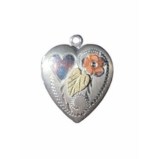 Coleman Heart Floral Tri-Color Pendant Necklace - Sterling silver 10K trim