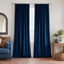 Navy Blue Velvet Blackout Curtains 84 inch Long - Home Decor Thermal Insulate...