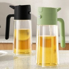 2pcs Glass Oil Dispenser Bottle with Pump Kitchen Cooking Oil Pourer with Handle