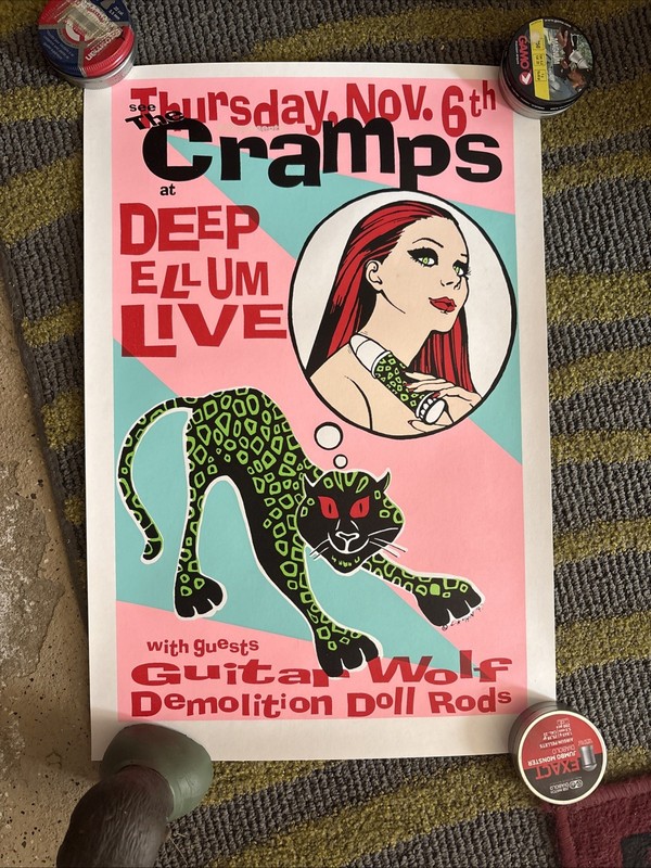 The Cramps Concert Poster Deep Ellum Live Demolition Doll Rods Guitar Wolf 90s