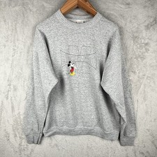 Mickey Mouse Sweatshirt Men XL Gray Embroidery Logo Pullover Disney USA Made VTG