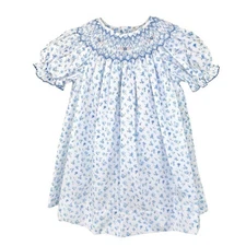 Petit Ami Blue Floral Bishop Smocked Dress  3T 4T