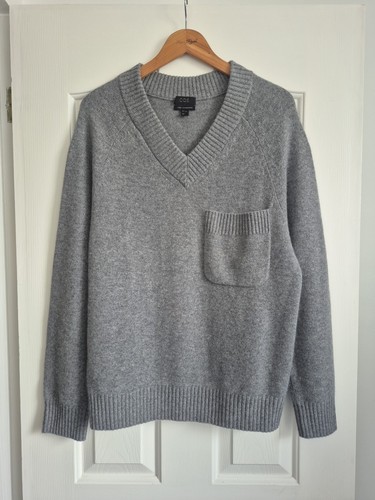 BNWOT COS 100% CASHMERE V-NECK PATCH POCKET JUMPER IN GREY S CONTEMPORARY - Picture 3 of 7