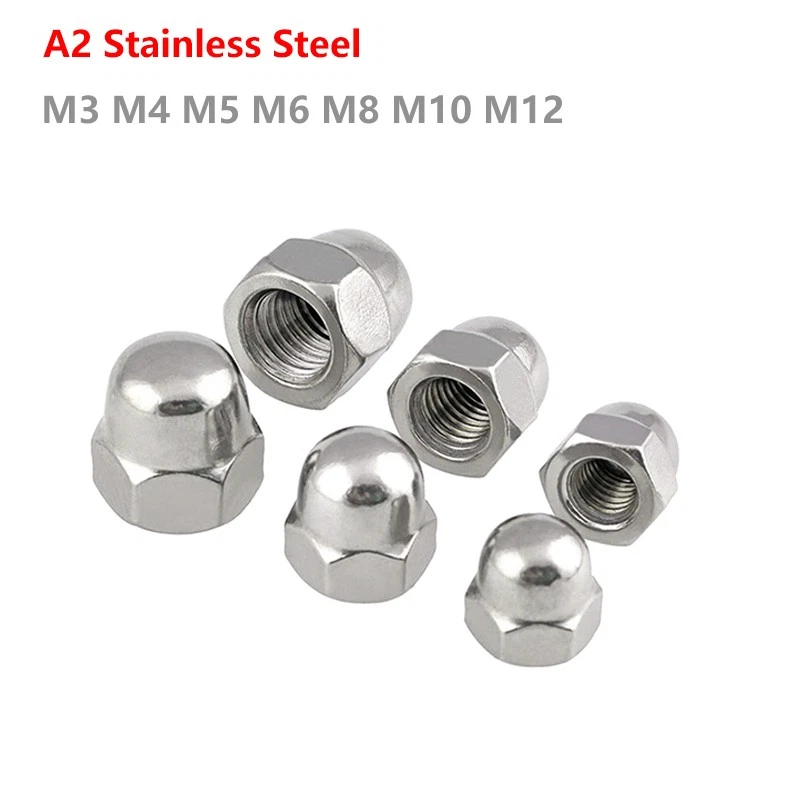 Hutmutter Edelstahl Hohe Form V2A Rostfrei Hutmuttern Muttern Sechskant M3 - M12