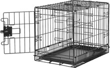 Foldable Metal Wire Dog Crate w/ Tray Divider 22x13x16 Travel Black