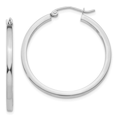 14 Karat Weißgold poliert Creolen Damen rund minimalistisch leicht Everyda
