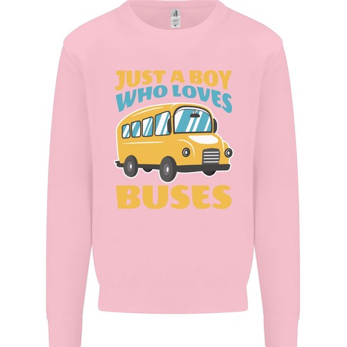 Just a Boy Who Loves Buses Bus Kids Sweatshirt Jumper - Picture 10 of 35
