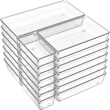 21 Pack Large Clear Plastic Drawer Organizer Trays  BPA-Free Acrylic Organiz...