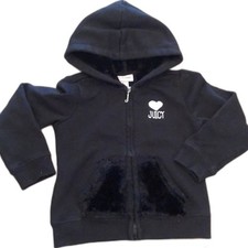 JUICY COUTURE 4T BLACK ZIP UP HOODIE FUR ACCENTS