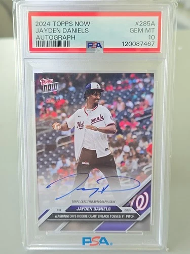 2024 Topps Now Jayden Daniels RC Purple Autograph /99 PSA 10 Gem Mint Auto #285A