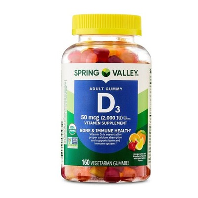 Spring Valley USDA Organic Vitamin D3 Vegetarian Gummies, 50 mcg, 160 Count