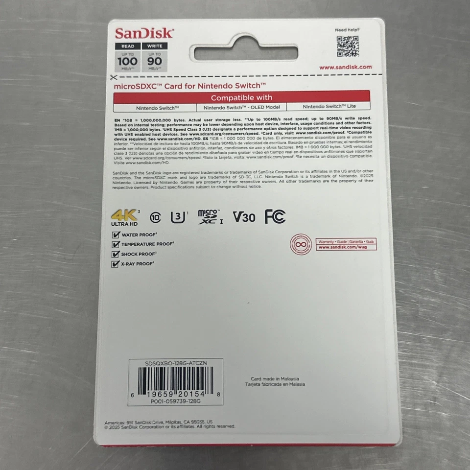 SANDISK MICROSDXC CARD FOR NINTENDO SWITCH 128GB  SPEED 100/90 - Image 3 of 4