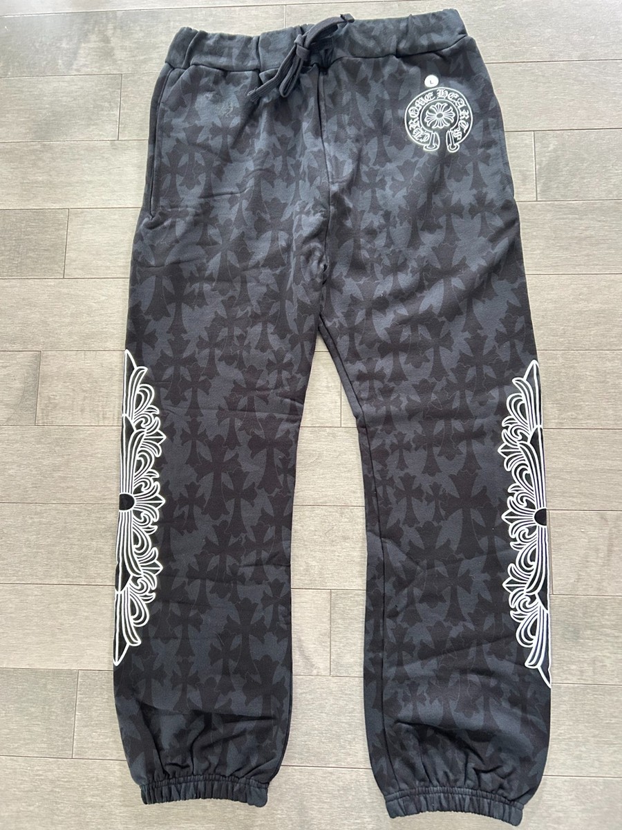 Chrome Hearts Cemetery Cross All Over Print Sweatpants Black Size