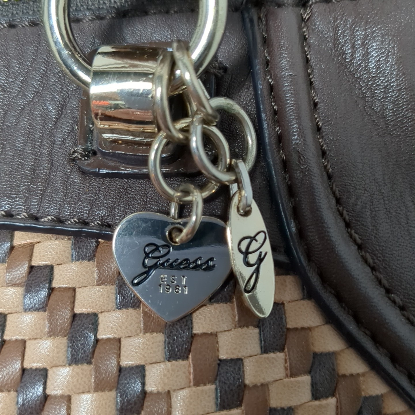 Guess Dizzy Brown Woven Handbag With Braided Hand… - image 4