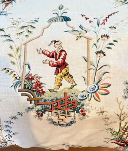 Maßgefertigter Vintage Leinen Bettbezug Brunschwig Jardin Chinois "River Song" ZZ575 - Bild 2 von 9