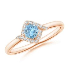 Sterling Silver Aquamarine Stone Daughter Halo Statement Boho Ring Jewelry
