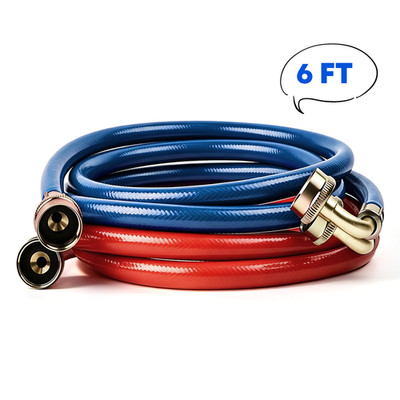 4 Pack 6ft Burst Proof Rubber Washing Machine Hoses, Straight 3/4'' Hot & Cold