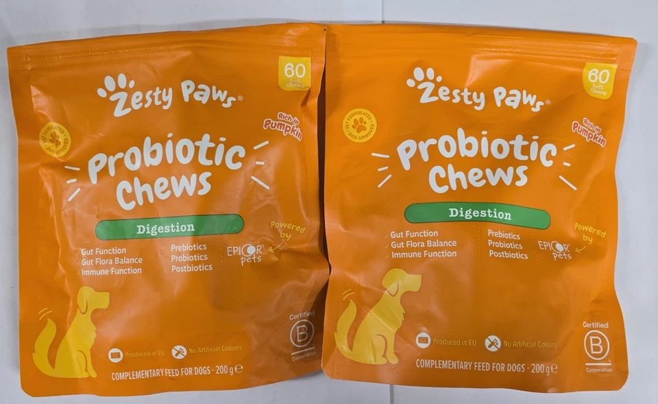 x2 Zesty Paws Probiotic Chews Digestion Exp date 05/26